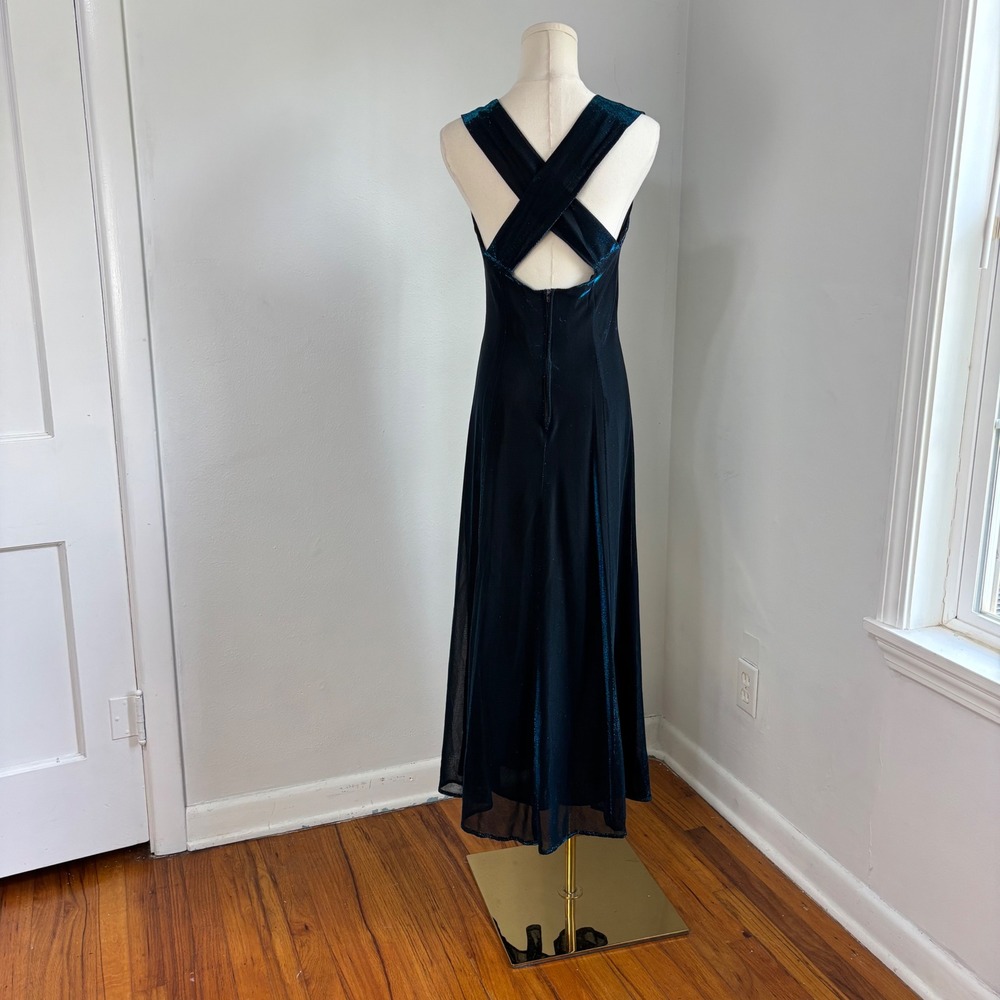 Formal‎ 90s Y2K Mesh Evening Dress Prom Iridescent Grunge Dark Romance Women S/M - Picture 5 of 16